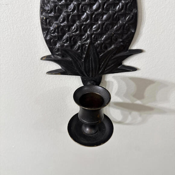 Vtg Solid Brass Pineapple Wall Sconce Candle Holder Country Cottage Colonial​ - Picture 3 of 7